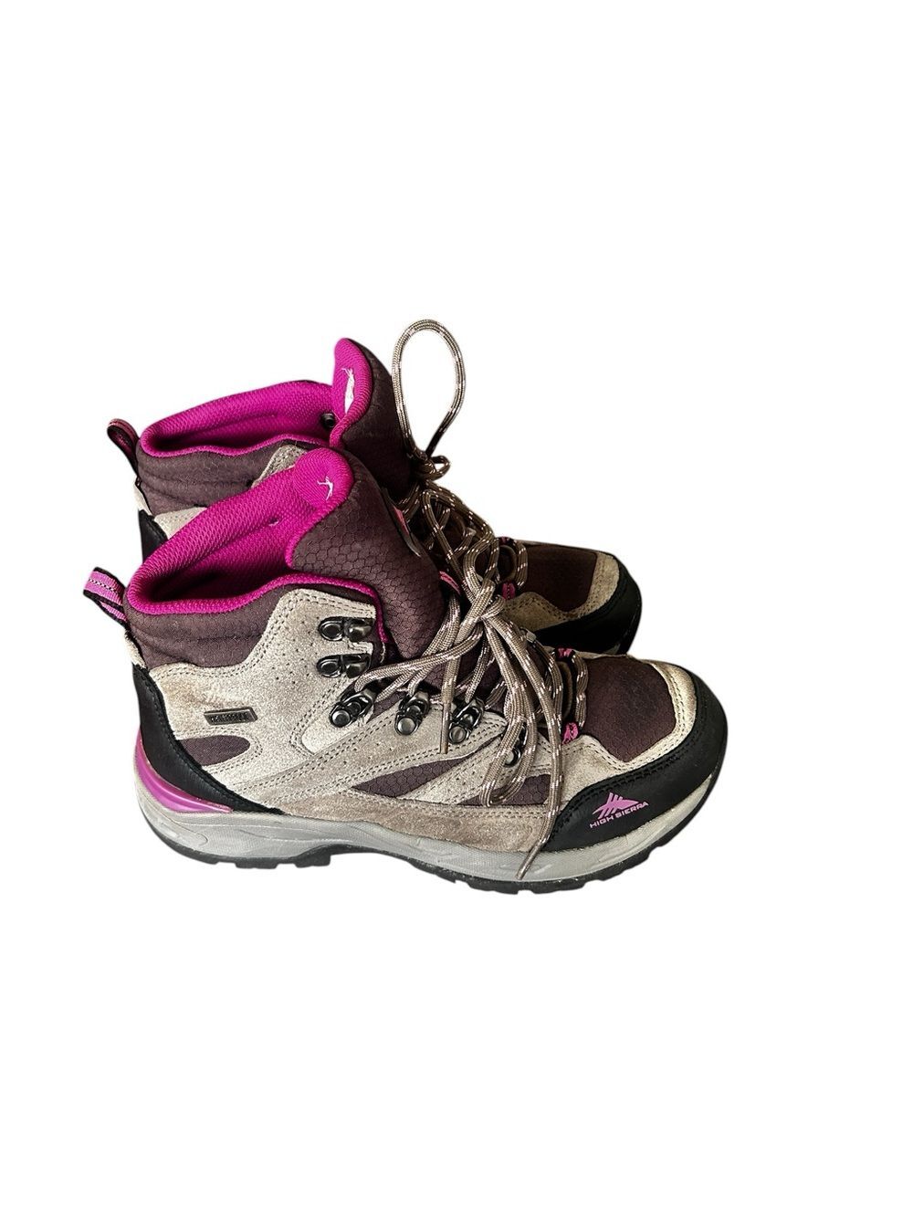High Sierra Women's Lace-Up Hiking Boots in Gray Brown and Pink Size 8